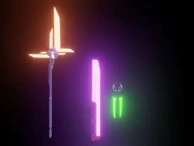 Sci-Fi Melle Weapons Low-poly 3D model