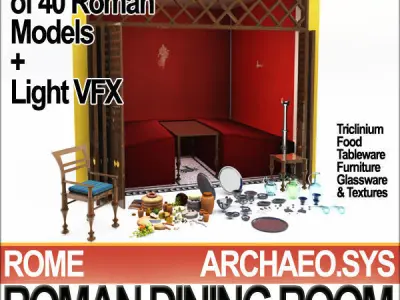 Ancient Roman Dining Room A Collection and VFX 3D model