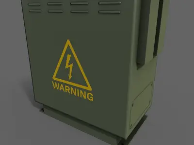 PBR Electric Box DarkGreen V3 Low-poly 3D model