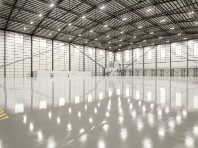 Airplane Hangar Interior 11 Low-poly 3D model