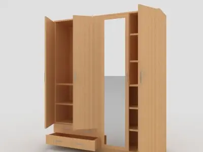 Cupboard-1 wardrobe with doors and drawers Free 3D model