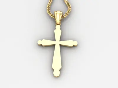 Light Gold 18K Cross Pendant 1CP098 3D print model