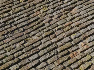 Aged Cobblestone Brick Pavers PBR Texture Texture