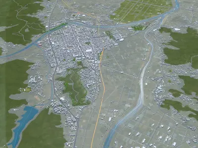 Sangju si South Korea Low-poly 3D model