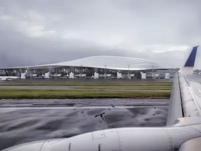 Futuristic International Airport Terminal with Wetland Landscape 3D model