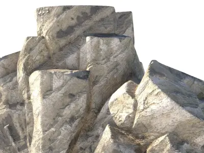 Grey white rock Low-poly 3D model