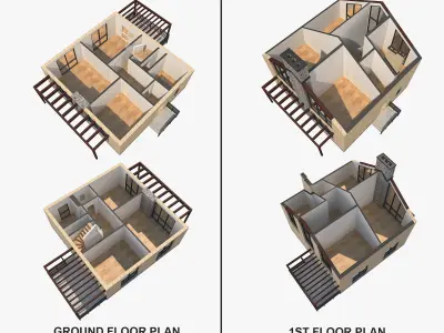 House With Interior Set 1 3D model