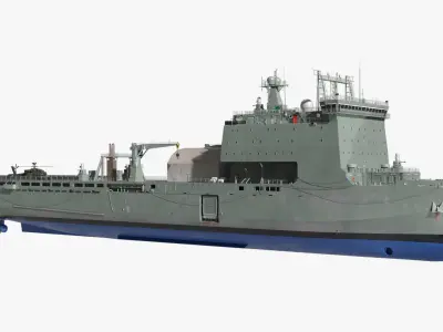  Combat Landing Vessel with Helicopter 