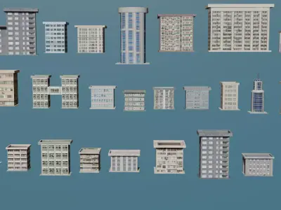 Buildings Pack Low-poly 3D model purchase