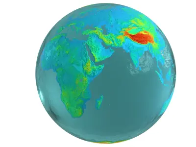 Earth Water 3D Globe Heightmap Shade  Low-poly 3D model