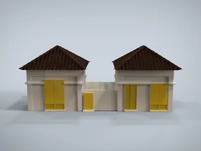 House set two lego houses with roofs Low-poly 3D model