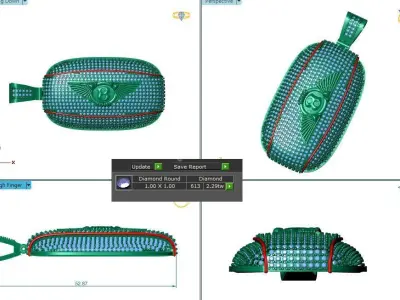 Bentley Charm Diamond Encrusted Locket 3D print model