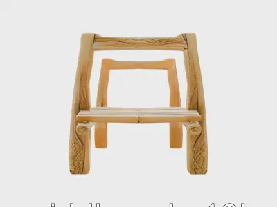 Simple Wooden Footbridge with Robust Design Low-poly 3D model