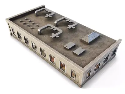 Tenement Building Roof Floor Low-poly 3D model