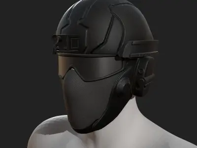 Helmet scifi military combat futuristic technology  Low-poly 3D model