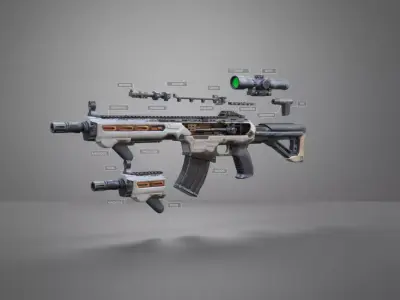 low - poly  sci- fi gun Low-poly 3D model