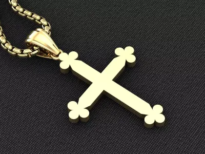 High Cross Pendant Light Gold 18K 3CP070 3D model