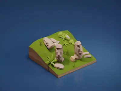 Easter Island Low-poly 3D model