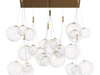 Pendant Light Crystal Cascade Gold 3D model