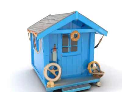 Coastal Beach Hut model pack Low-poly 3D model