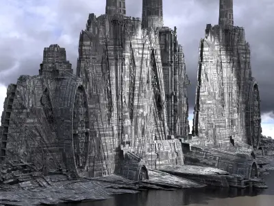 Sci-Fi City dystopia City Ruin High Tech Kit bash 4 3D model