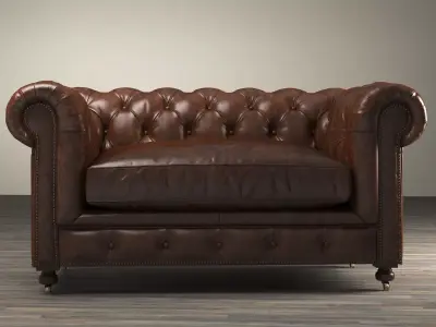 60 Kensington Leather Sofa 3D model