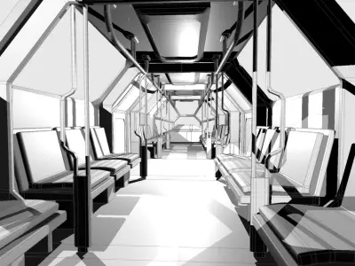 SciFi Tram Shuttle  Low-poly 3D model