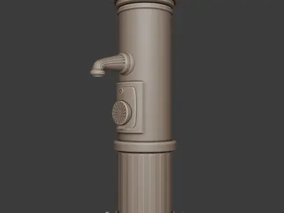 Vintage fountain bollard with knob scale at several scales 3D model