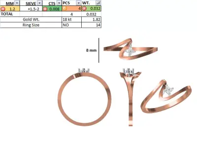 Women Light Weight Ring STL OBJ FBX JCD Details 3D print model 25