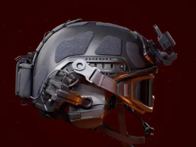 High Cut Tactical Helmet 3D model