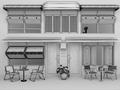 Coffee shop Low-poly 3D model