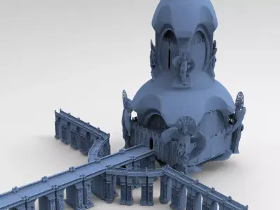 Angelic Holy Tower 1 With Holy bridges  3D model