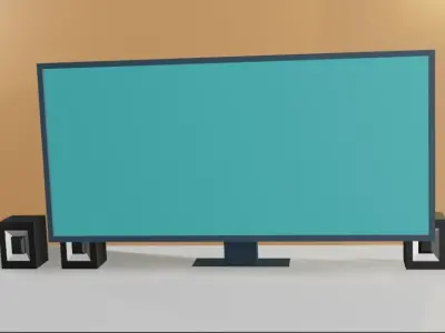 computer table Low-poly 3D model