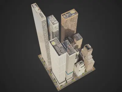 Realistic City District H2-C8 MAYA Low-poly 3D model