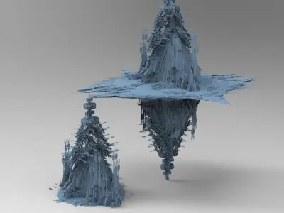 Sci Fi Chrysler Building Tower versions 3D model