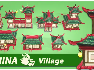 China RTS Fantasy Buildings Low-poly 3D model