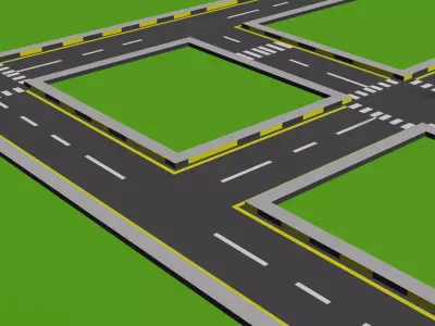 Road Pack 3D Model Low-poly 3D model