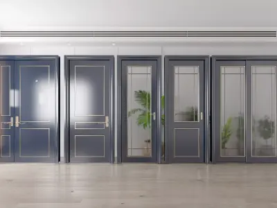 door Sliding double glass combination 3D model