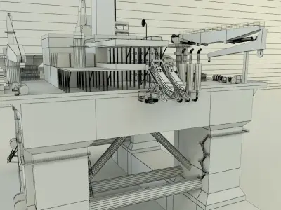 Semi submersible oil platform 3D model