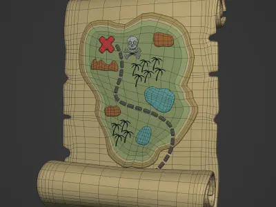 Treasure Map Low-poly 3D model