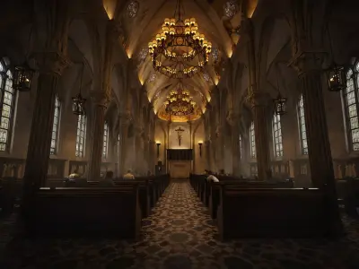 Gothic Church Interior 3D Model   Cathedral Architecture 3D model