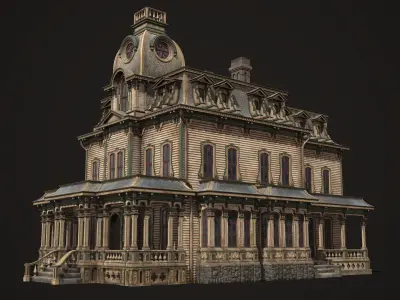 Vintage Victorian House Low-poly 3D model