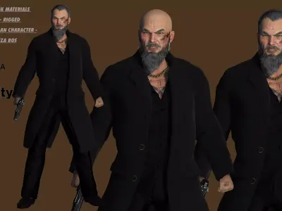 AAA 3D REALISTIC ASIAN JAPANESE MAN CHARACTER - OLD YAKUZA Low-poly 3D model