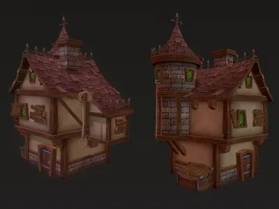 Medieval Houses Pack Low-poly 3D model