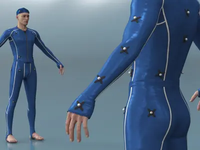  Actor in Motion Capture Suit Blue 
