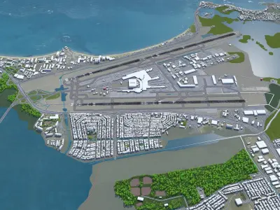 Luis Munoz Marin International Airport 10km Low-poly 3D model