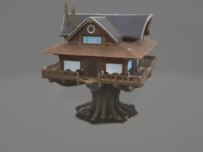 Enchanted Tree House 3D Model - Perfect for Visualizations 3D model