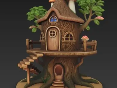 Fairytale Fantasy Treehouse 3D Model 3D print model