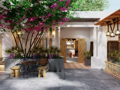 Retro style  artistic courtyard 3D model