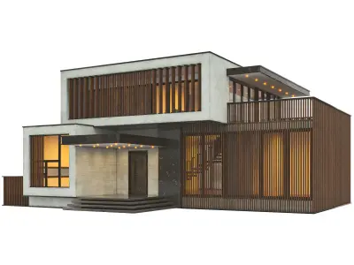 Exterior White Villa 3D model